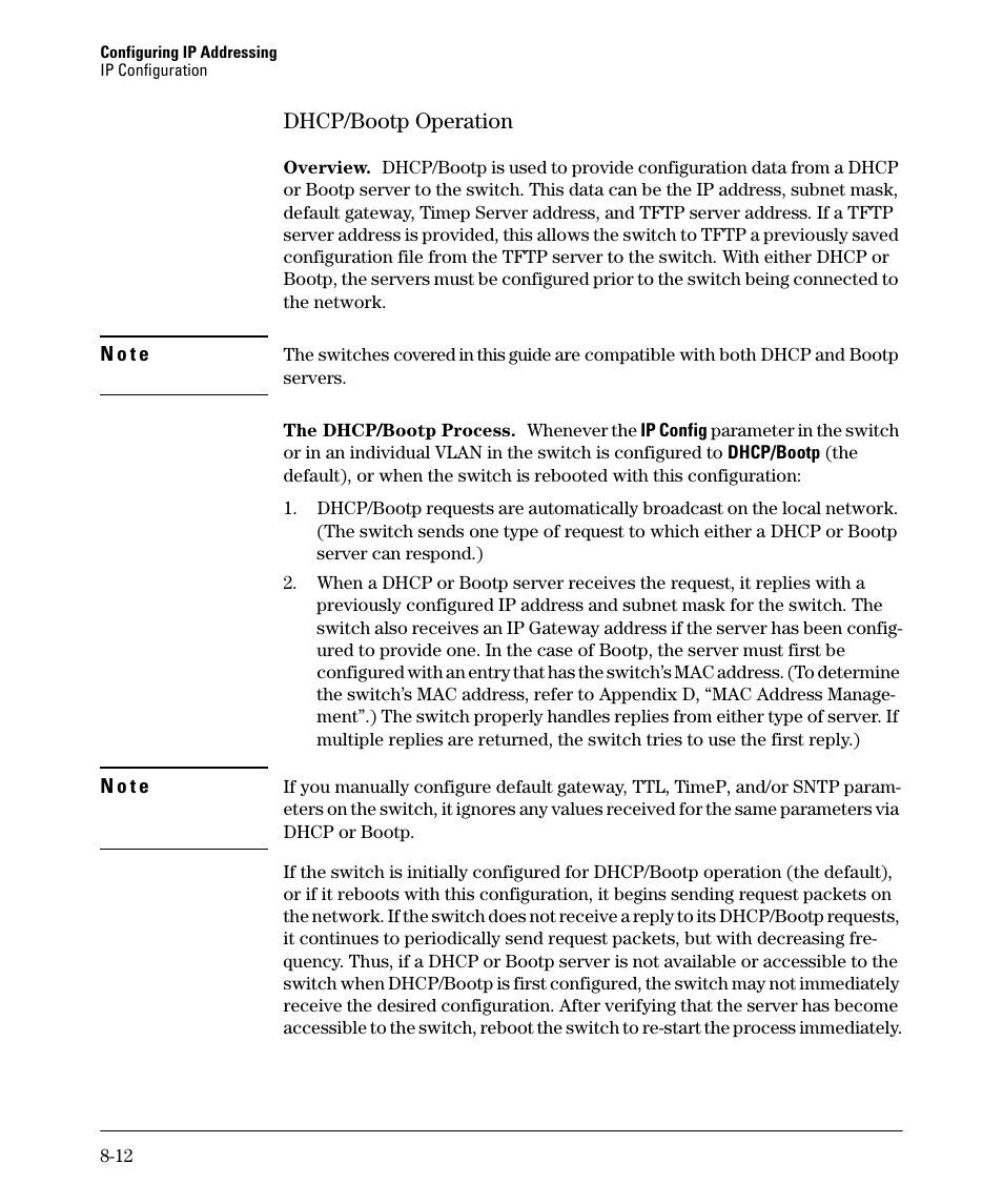 Dhcp/bootp operation, Dhcp/bootp operation -12 | HP 2910AL User Manual | Page 176 / 618