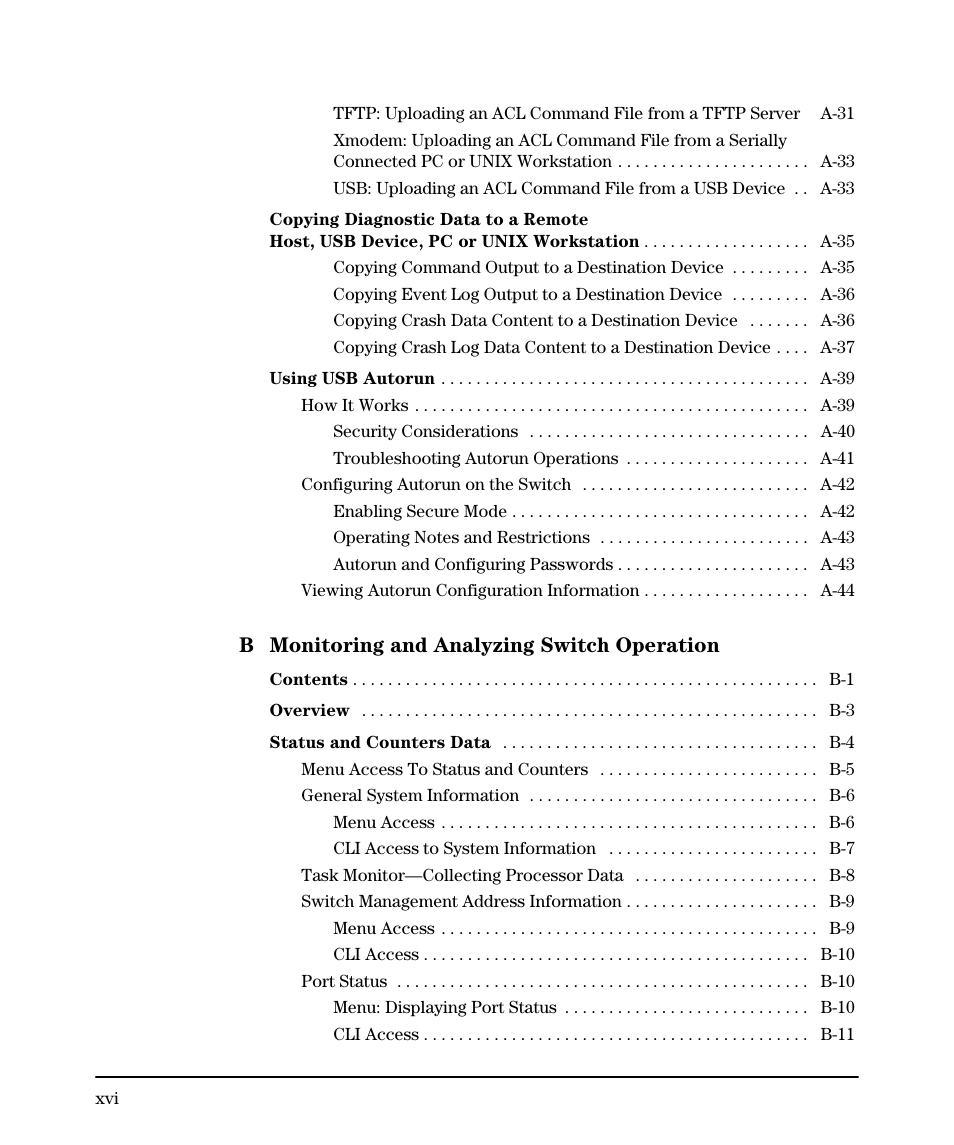 B monitoring and analyzing switch operation | HP 2910AL User Manual | Page 18 / 618