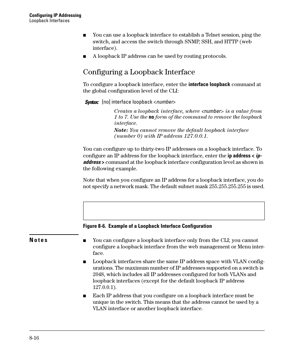 Configuring a loopback interface, Configuring a loopback interface -16 | HP 2910AL User Manual | Page 180 / 618