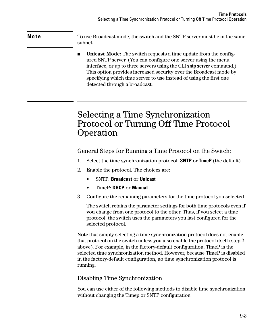 Disabling time synchronization, Disabling time synchronization -3 | HP 2910AL User Manual | Page 191 / 618