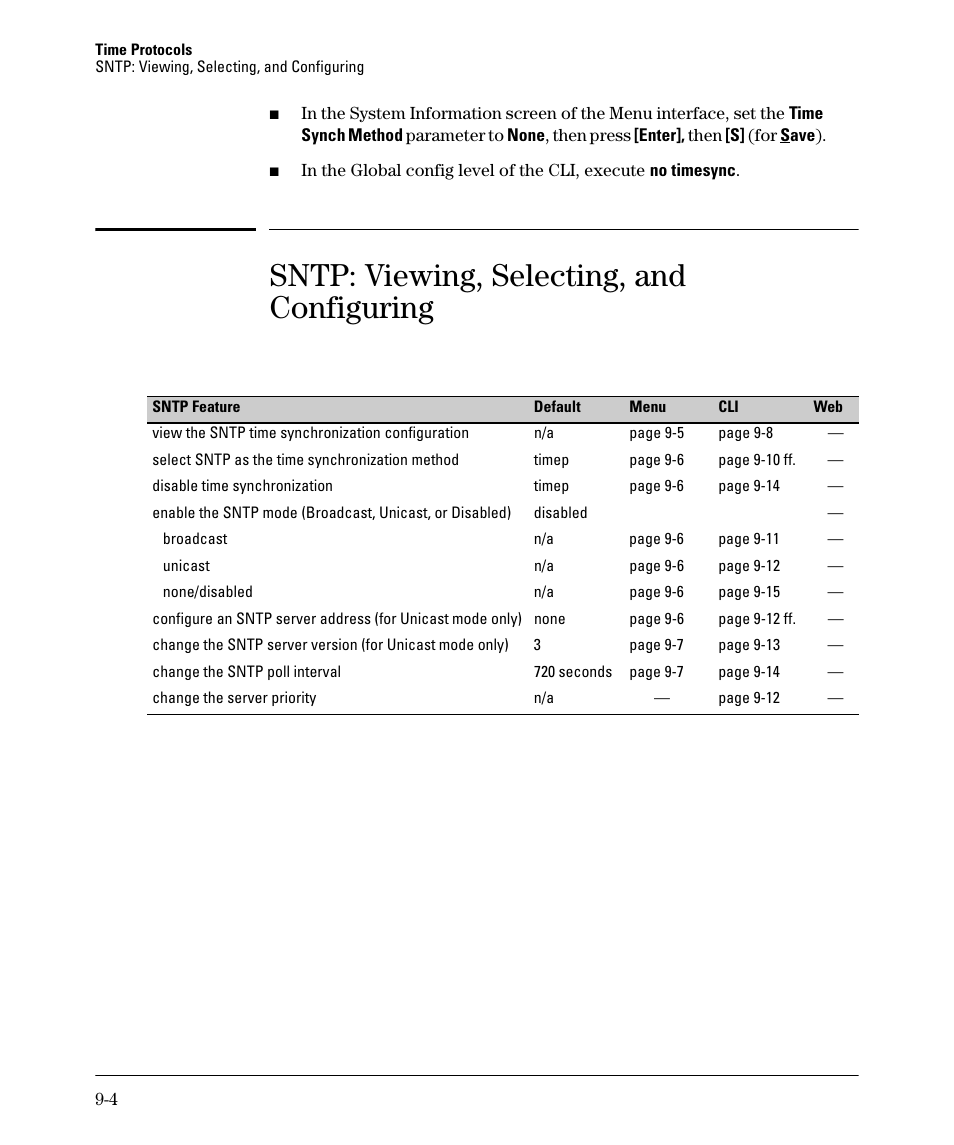 Sntp: viewing, selecting, and configuring | HP 2910AL User Manual | Page 192 / 618