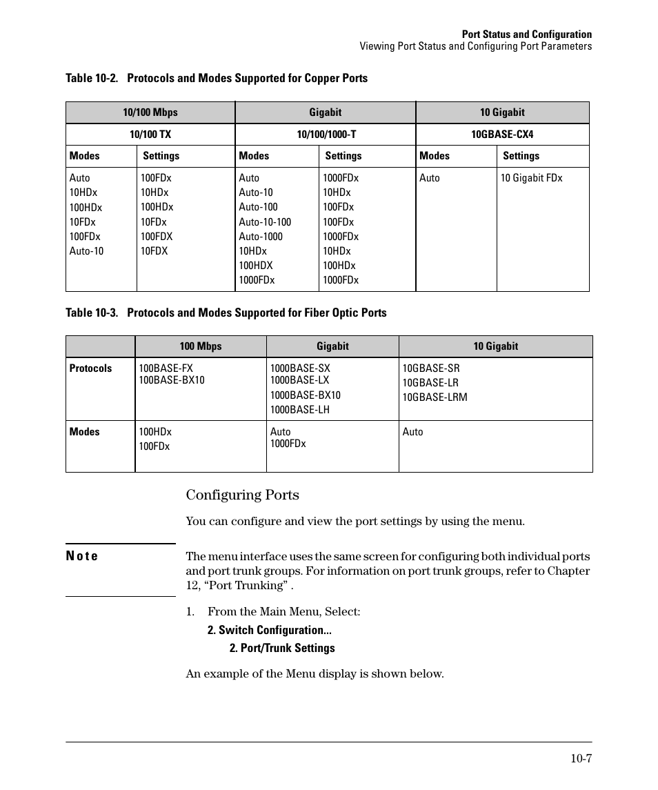 Configuring ports, Configuring ports -7 | HP 2910AL User Manual | Page 221 / 618