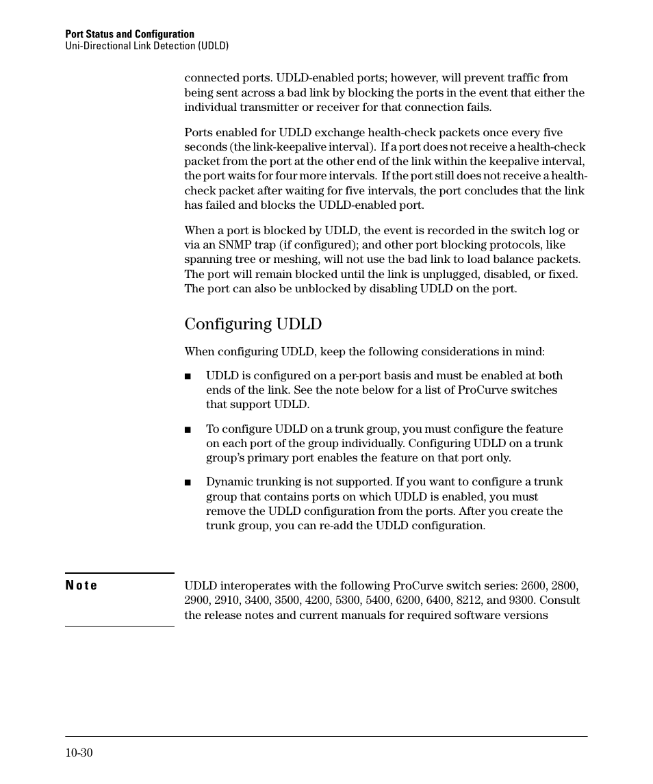 Configuring udld, Configuring udld -30 | HP 2910AL User Manual | Page 244 / 618