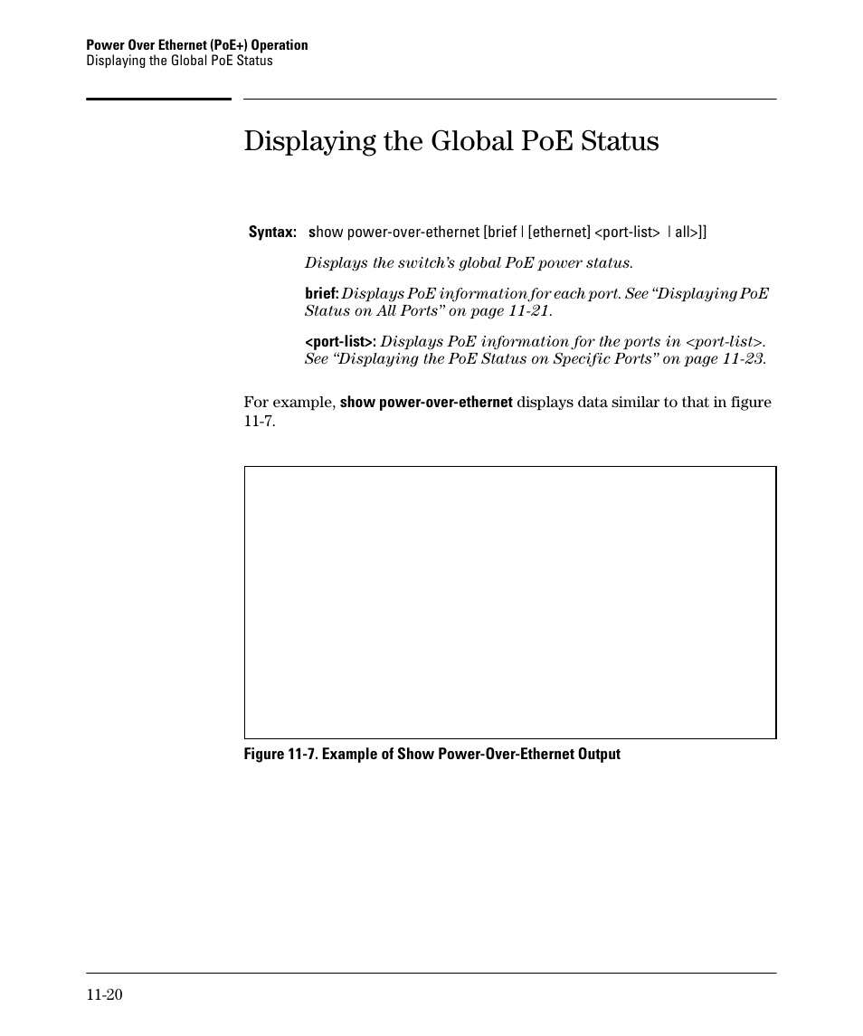 Displaying the global poe status | HP 2910AL User Manual | Page 270 / 618