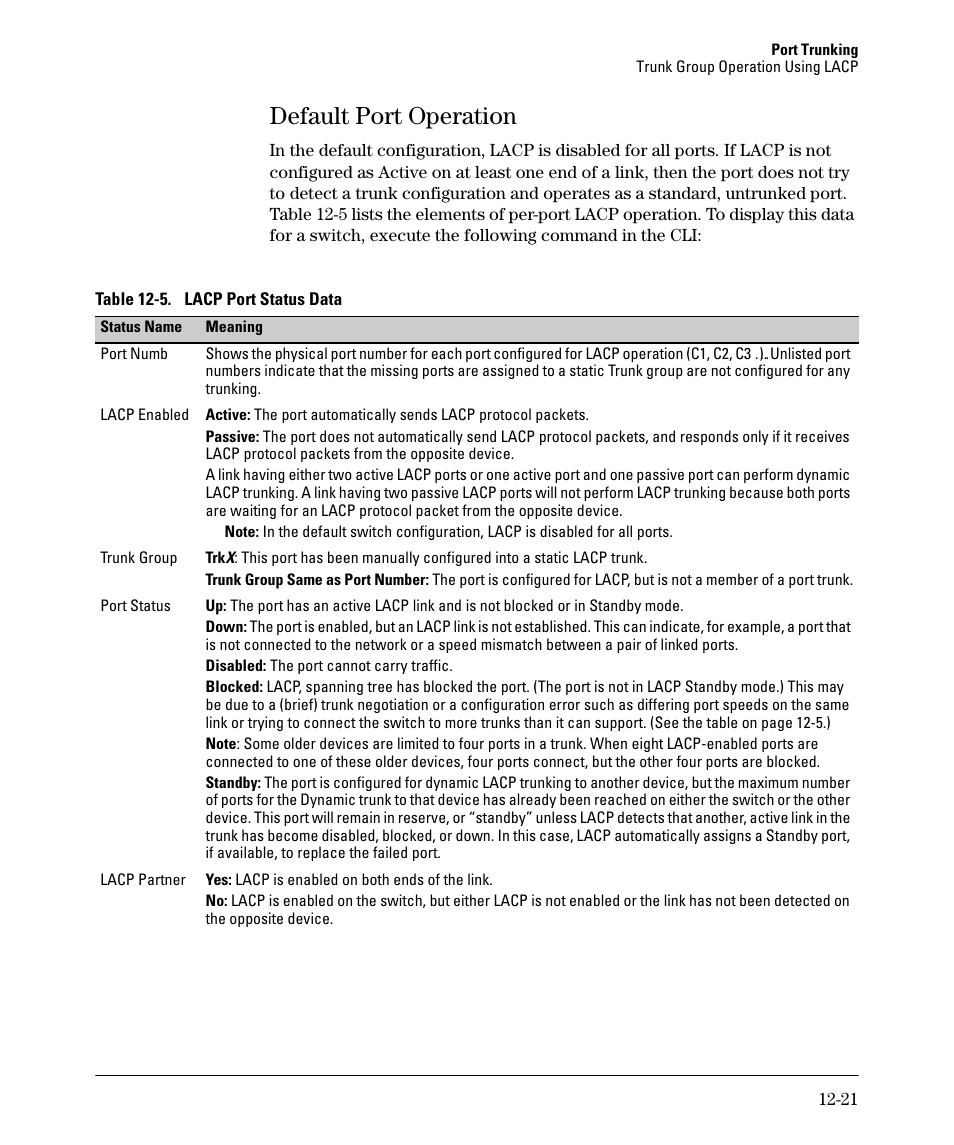 Default port operation, Default port operation -21 | HP 2910AL User Manual | Page 301 / 618
