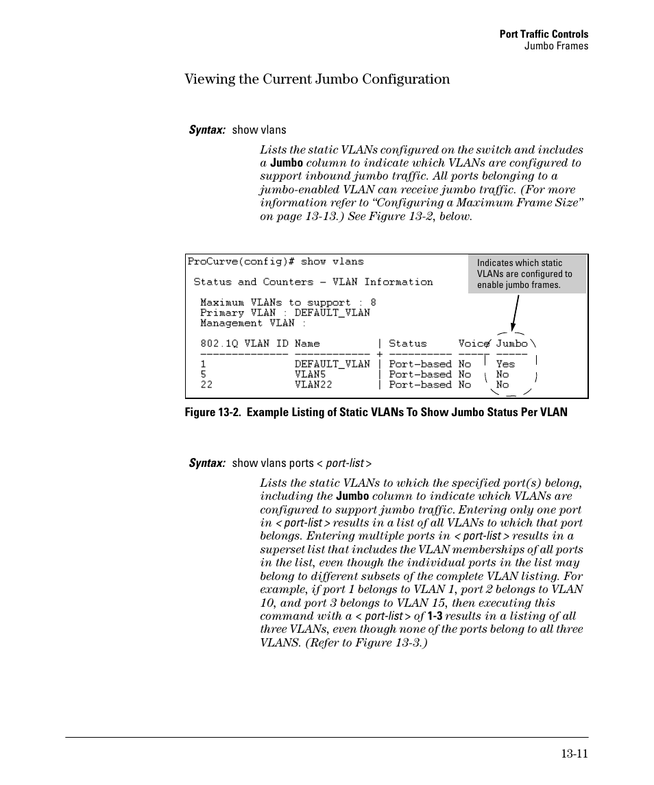 Viewing the current jumbo configuration, Viewing the current jumbo configuration -11 | HP 2910AL User Manual | Page 321 / 618