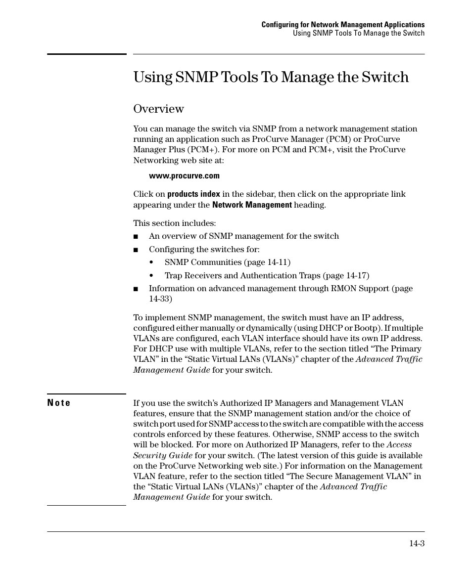 Using snmp tools to manage the switch, Overview, Overview -3 | HP 2910AL User Manual | Page 331 / 618