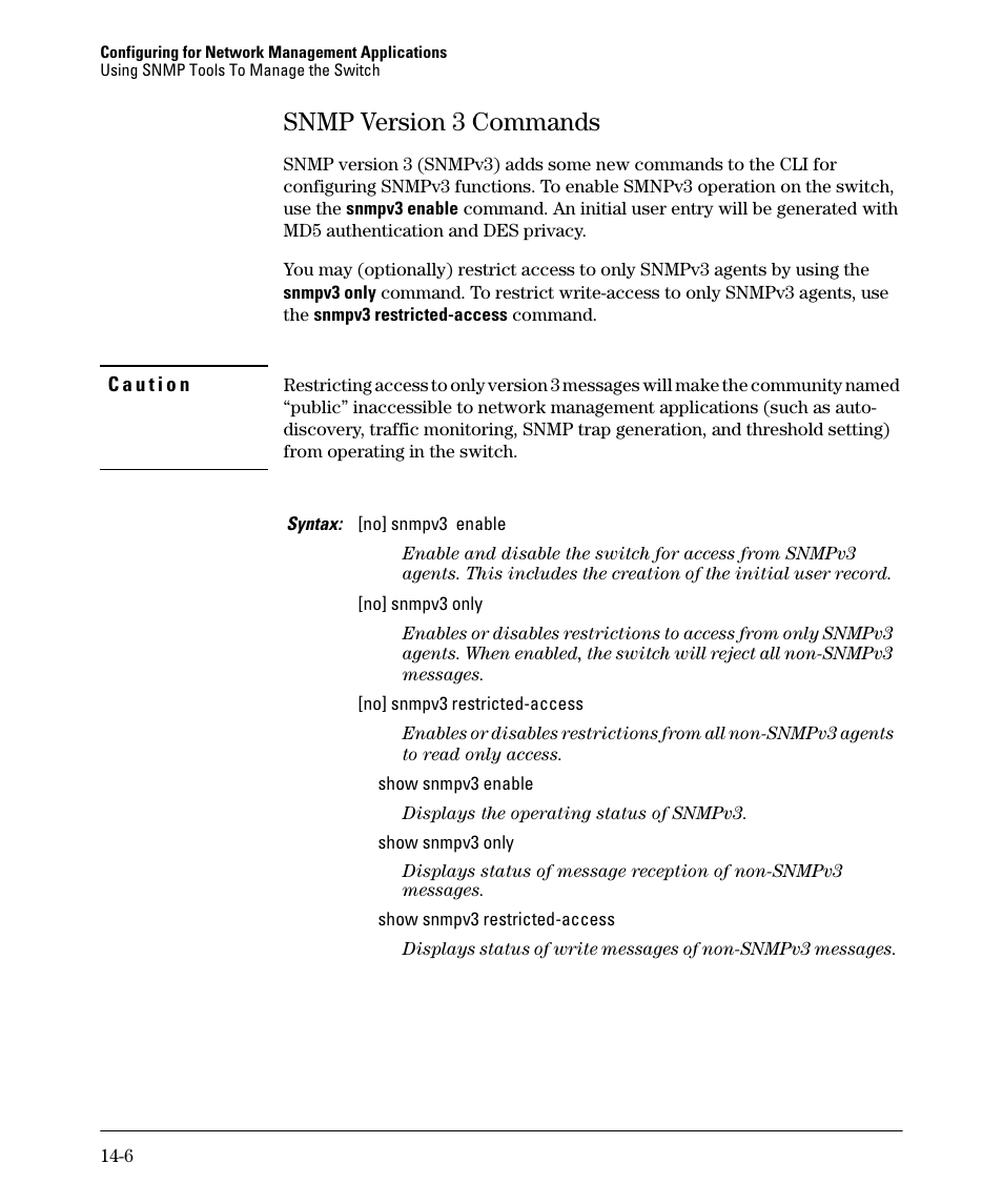 Snmp version 3 commands, Snmp version 3 commands -6, Refer to “snmp version 3 | HP 2910AL User Manual | Page 334 / 618