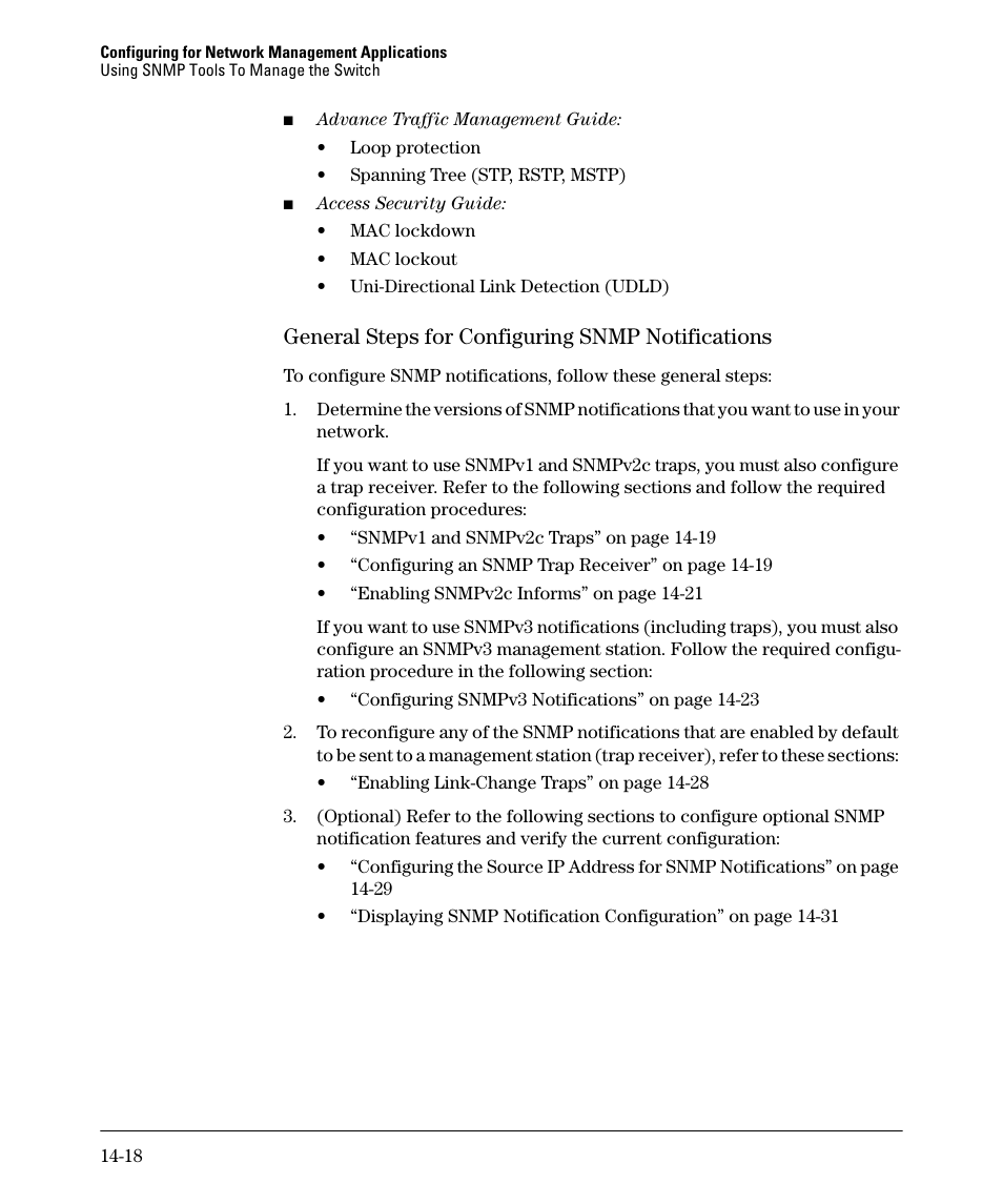 General steps for configuring snmp notifications | HP 2910AL User Manual | Page 346 / 618