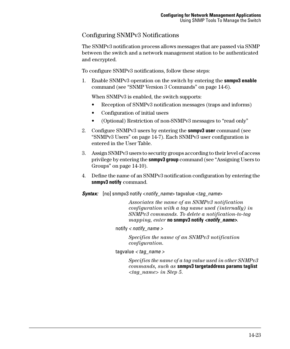 Configuring snmpv3 notifications, Configuring snmpv3 notifications -23 | HP 2910AL User Manual | Page 351 / 618