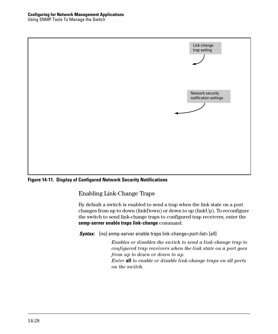Enabling link-change traps, Enabling link-change traps -28 | HP 2910AL User Manual | Page 356 / 618