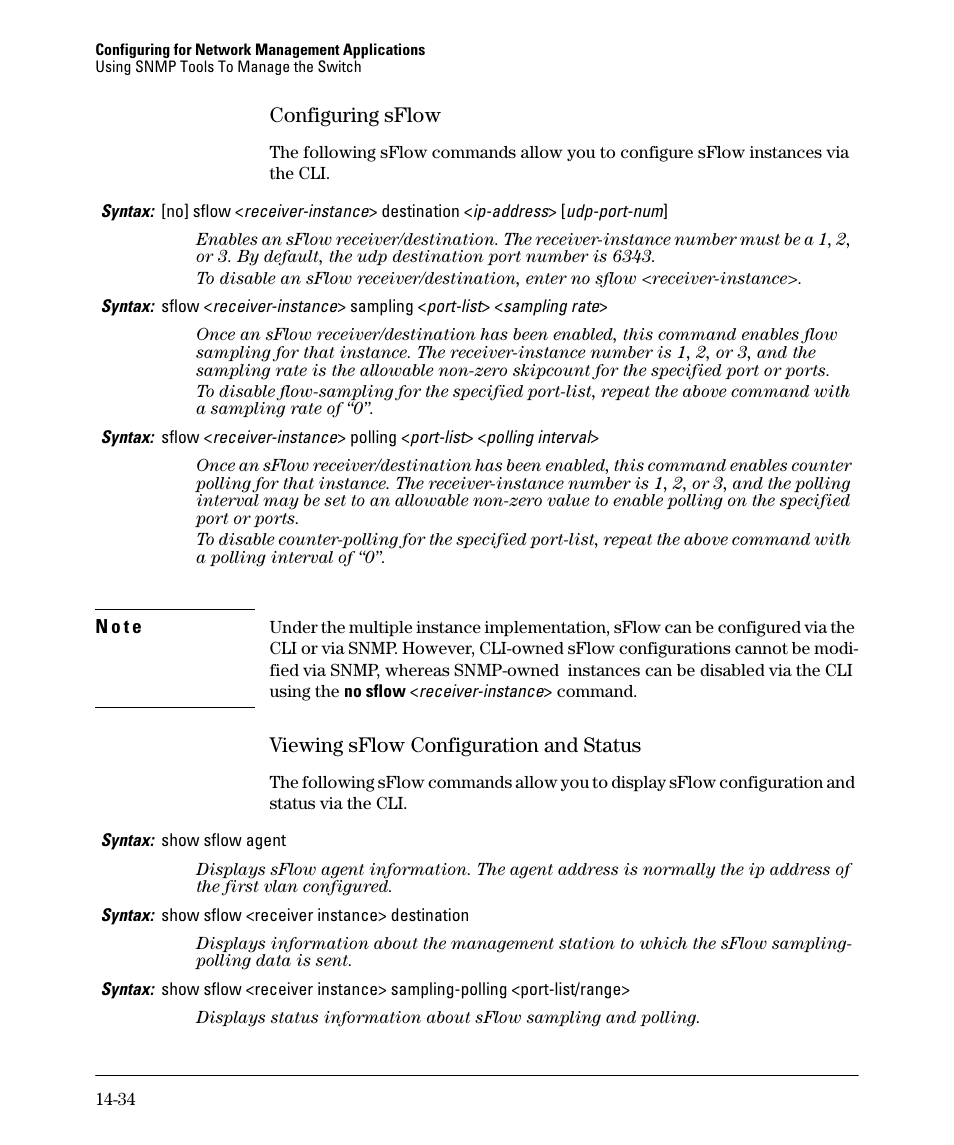 Configuring sflow, Viewing sflow configuration and status, Configuring sflow -34 | Viewing sflow configuration and status -34 | HP 2910AL User Manual | Page 362 / 618