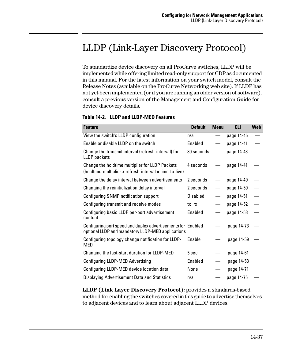 Lldp (link-layer discovery protocol) | HP 2910AL User Manual | Page 365 / 618