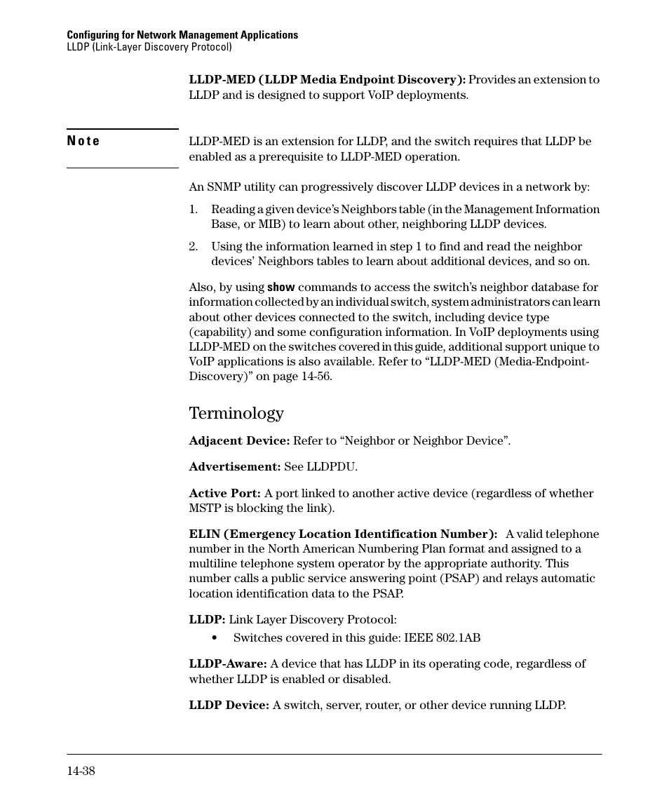 Terminology, Terminology -38 | HP 2910AL User Manual | Page 366 / 618