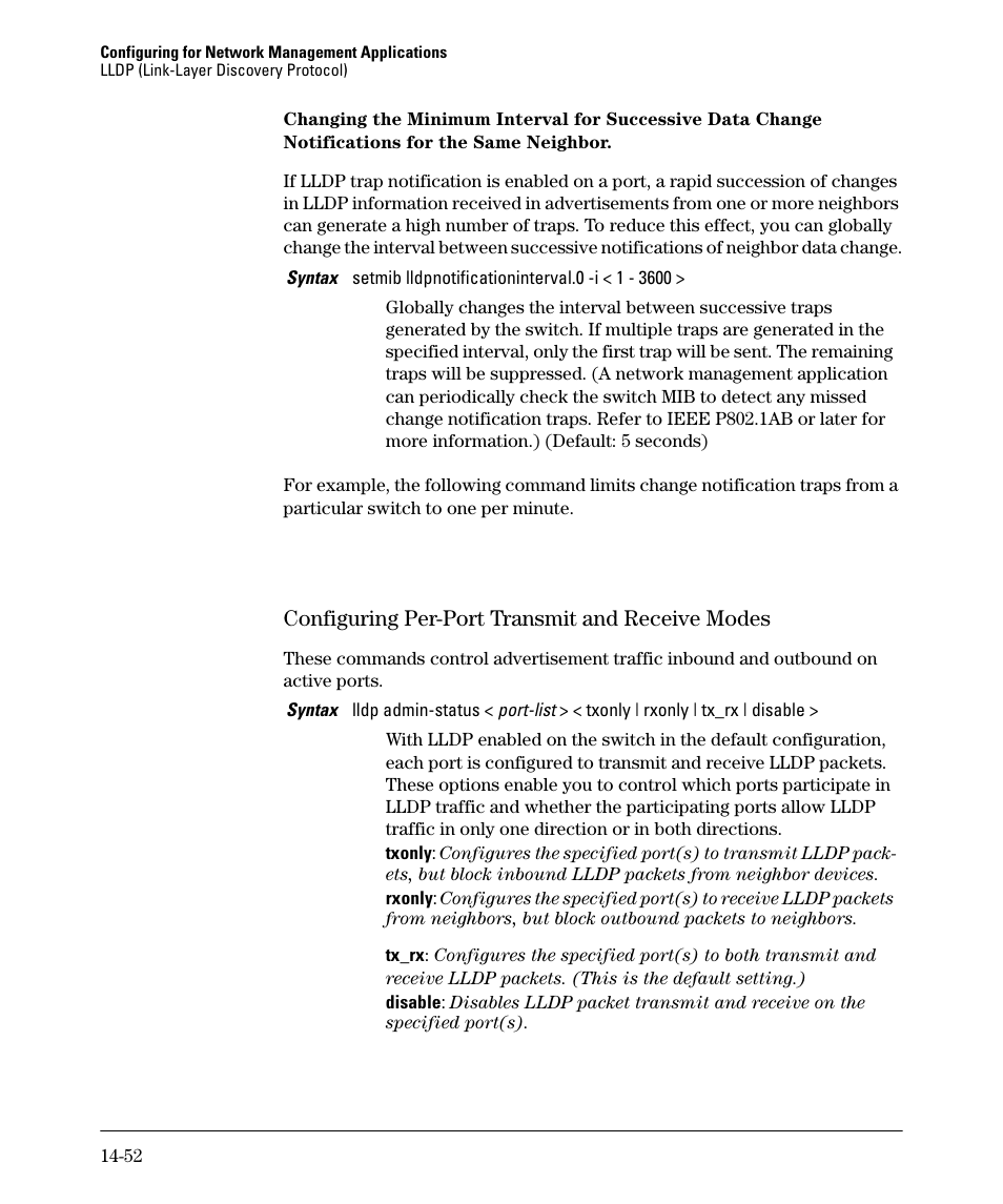 Configuring per-port transmit and receive modes | HP 2910AL User Manual | Page 380 / 618