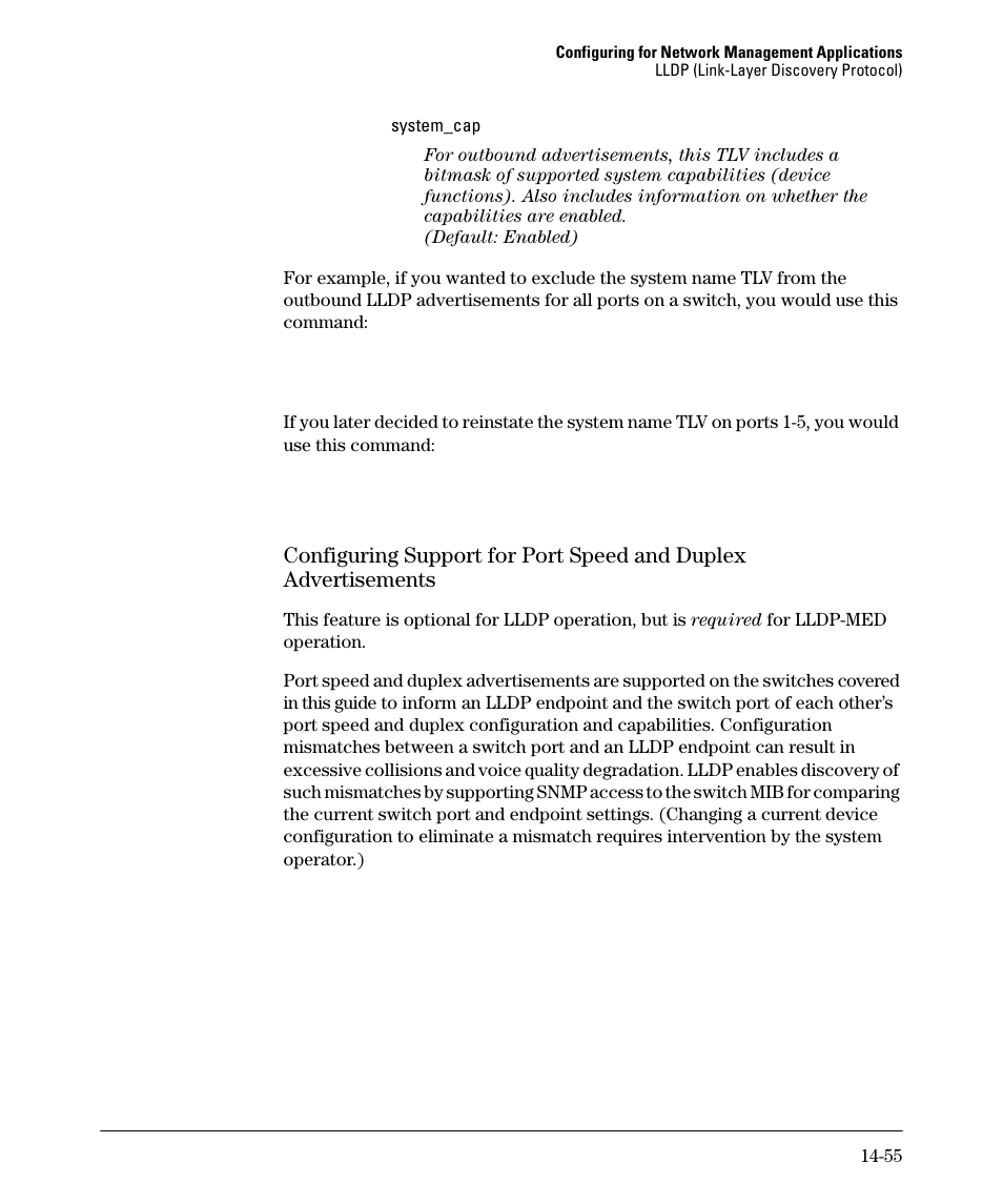 Configuring support for port speed and duplex, Advertisements -55 | HP 2910AL User Manual | Page 383 / 618