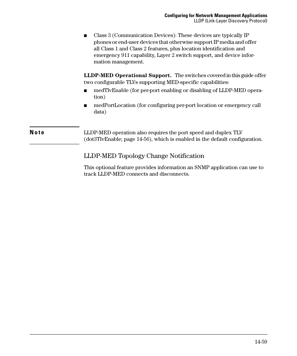 Lldp-med topology change notification, Lldp-med topology change notification -59 | HP 2910AL User Manual | Page 387 / 618