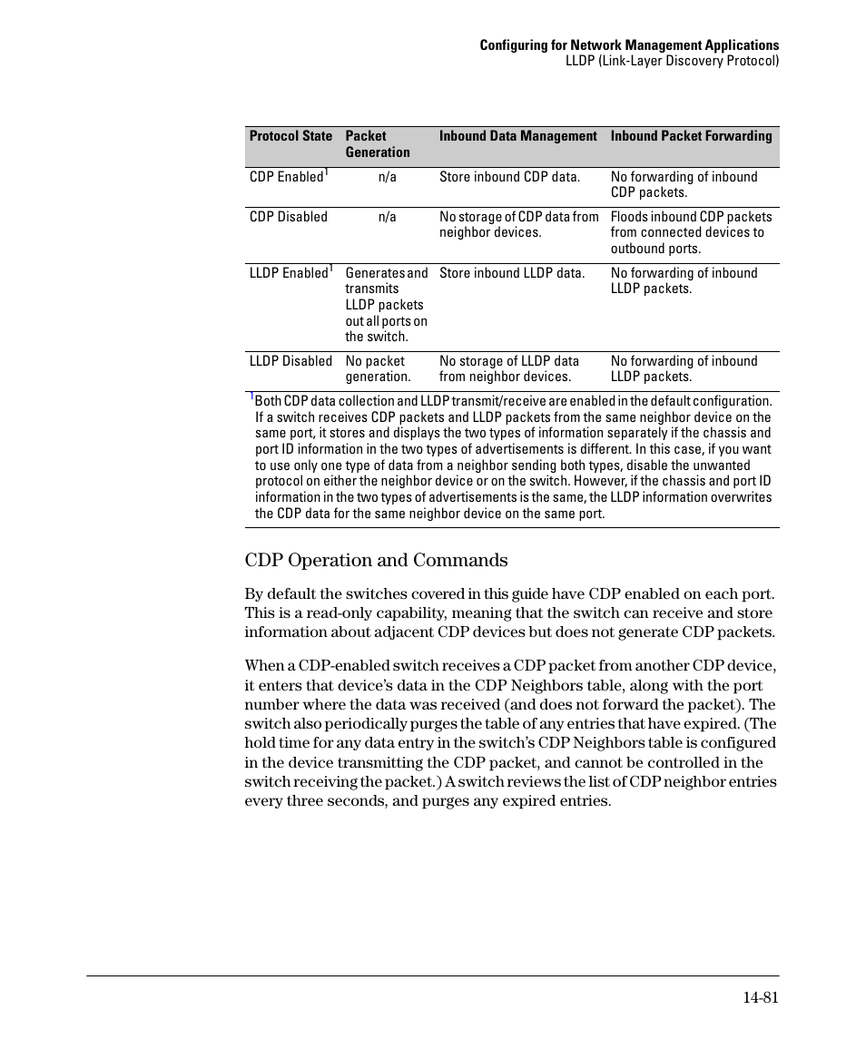 Cdp operation and commands, Cdp operation and commands -81 | HP 2910AL User Manual | Page 409 / 618