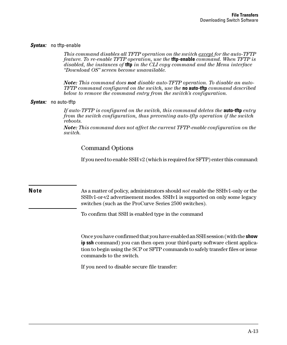 Command options | HP 2910AL User Manual | Page 425 / 618