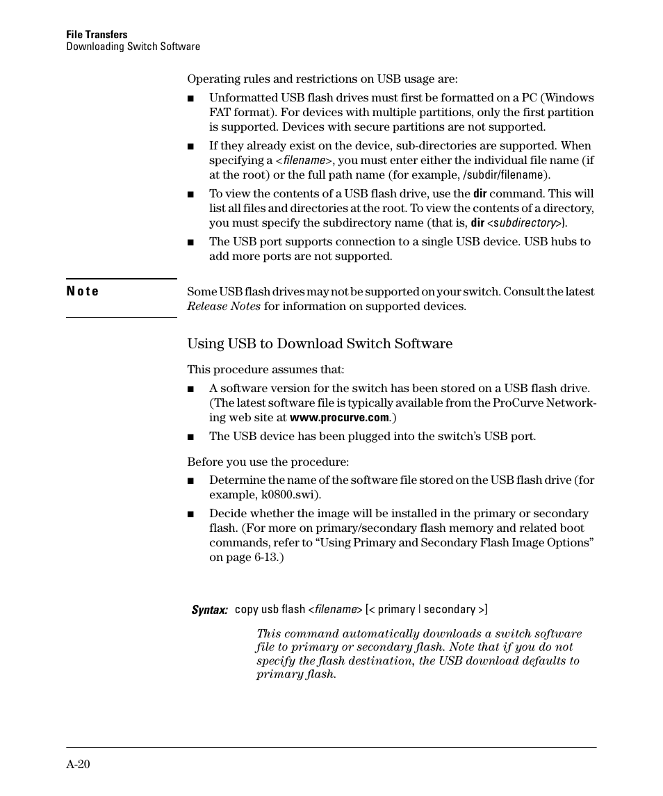 Using usb to download switch software | HP 2910AL User Manual | Page 432 / 618