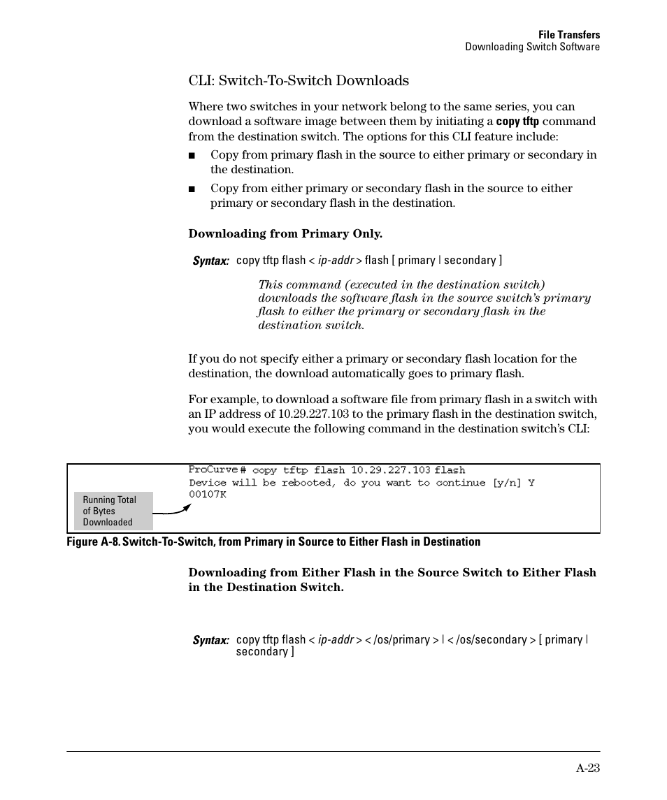 Cli: switch-to-switch downloads | HP 2910AL User Manual | Page 435 / 618
