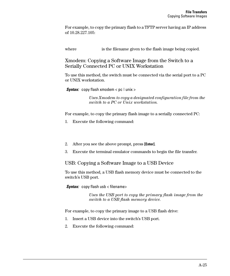 Usb: copying a software image to a usb device | HP 2910AL User Manual | Page 437 / 618