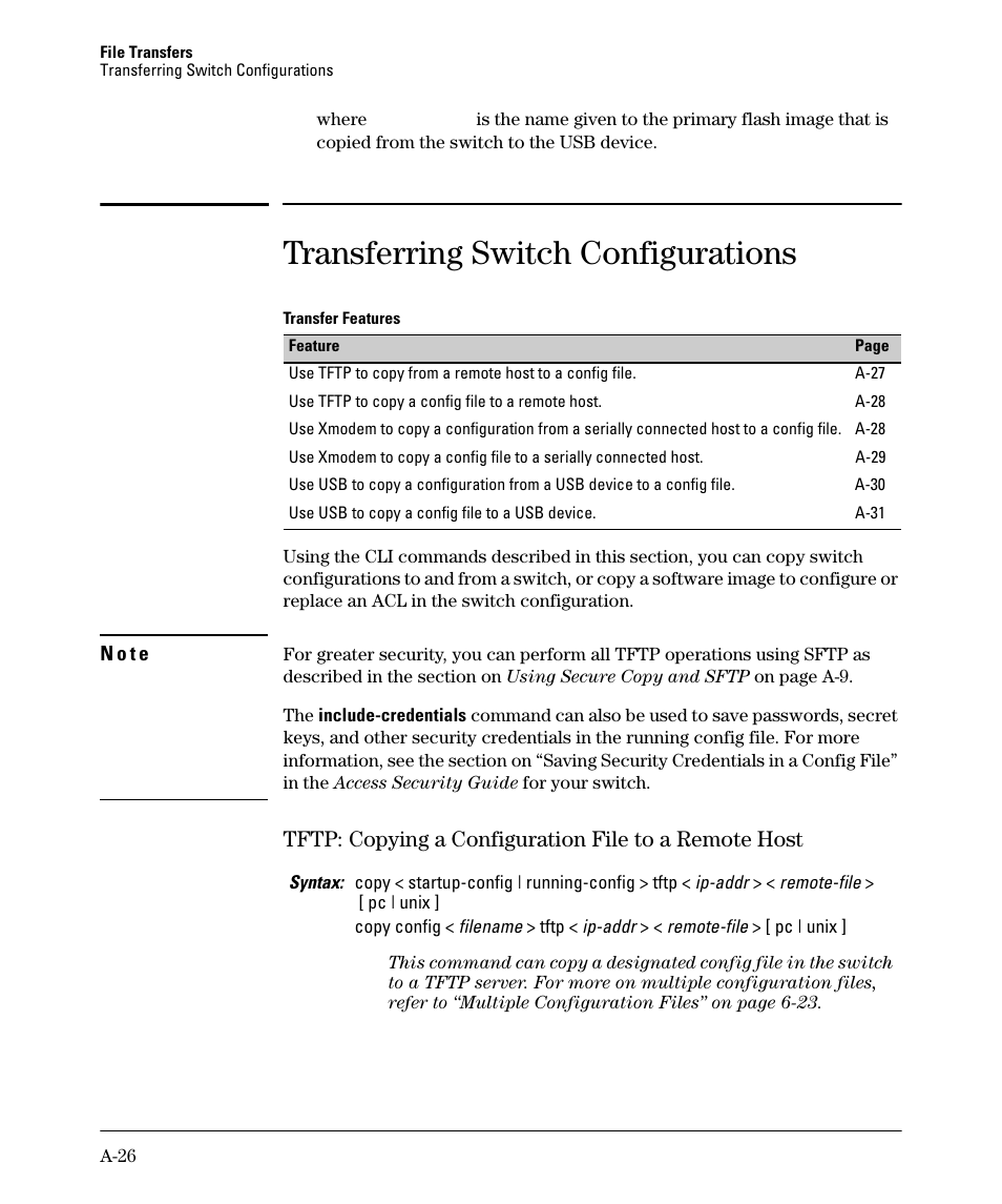 Transferring switch configurations | HP 2910AL User Manual | Page 438 / 618