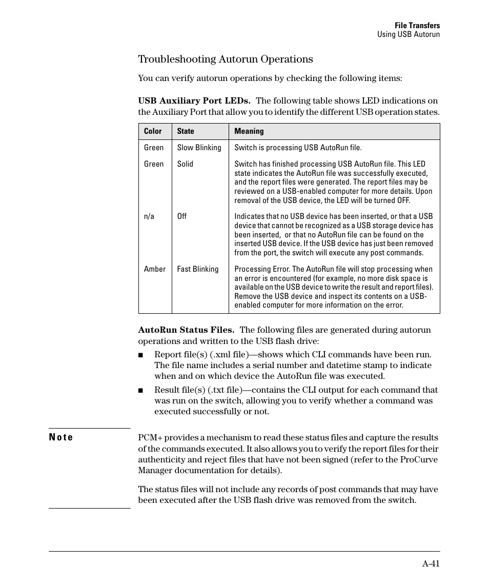 Troubleshooting autorun operations | HP 2910AL User Manual | Page 453 / 618