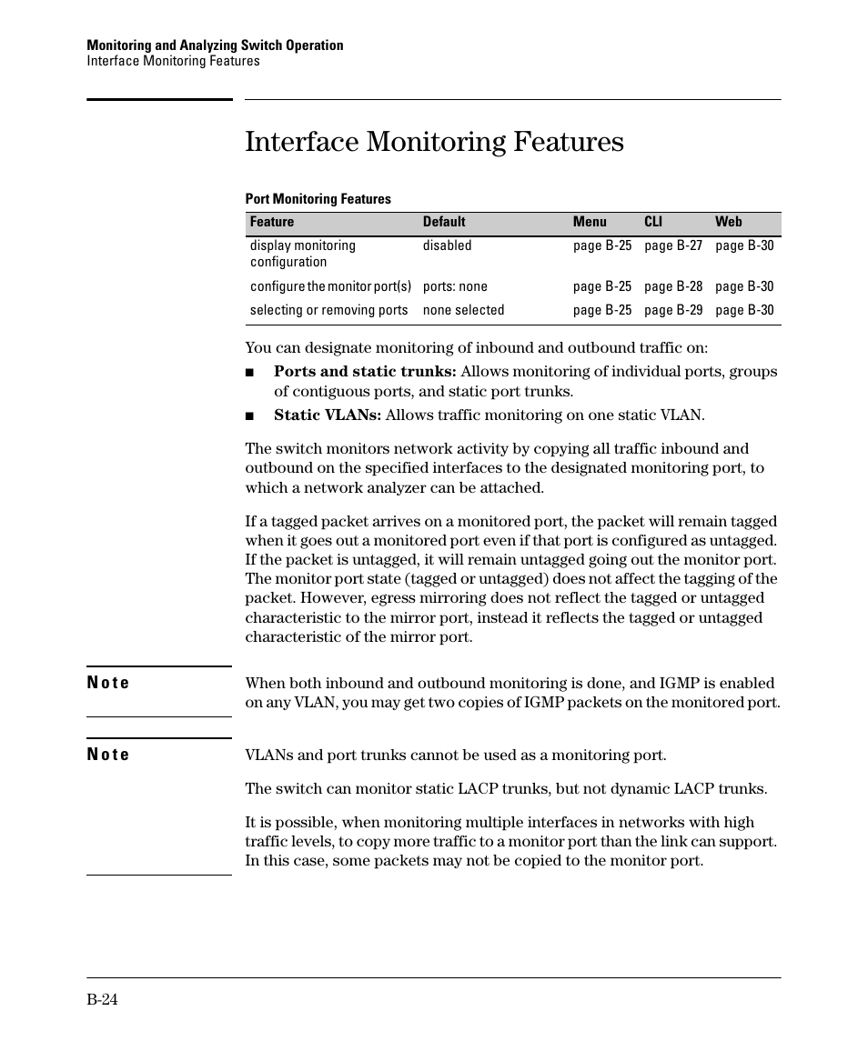 Interface monitoring features | HP 2910AL User Manual | Page 480 / 618