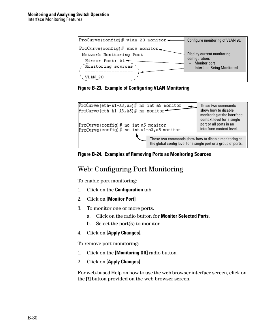 Web: configuring port monitoring | HP 2910AL User Manual | Page 486 / 618