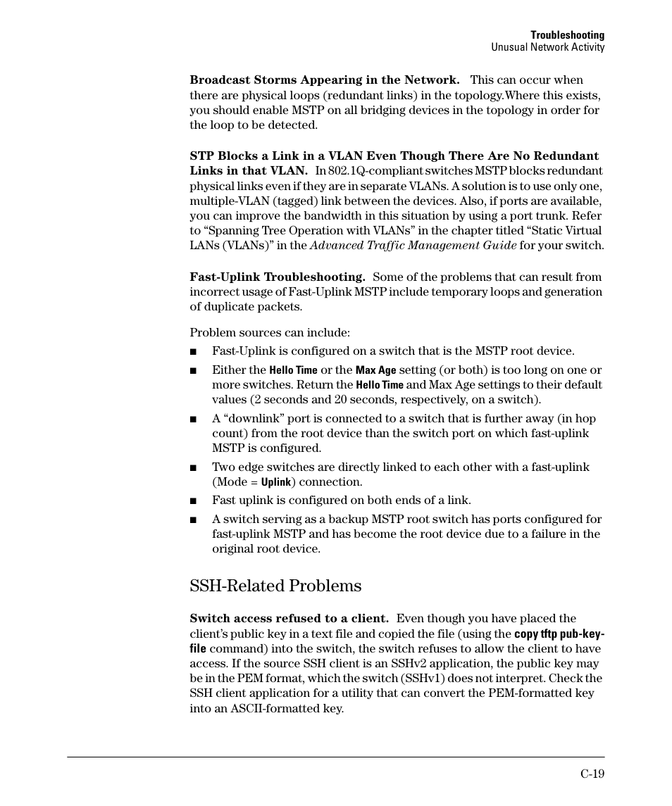 Ssh-related problems | HP 2910AL User Manual | Page 507 / 618