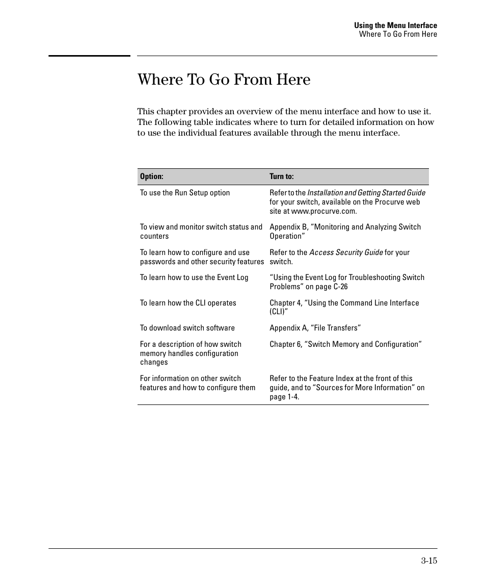 Where to go from here | HP 2910AL User Manual | Page 63 / 618