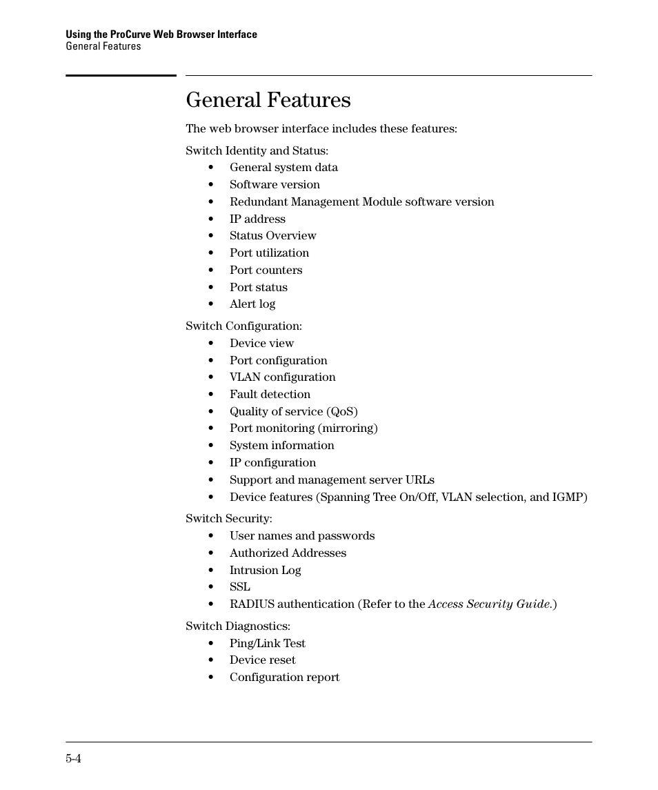 General features | HP 2910AL User Manual | Page 86 / 618