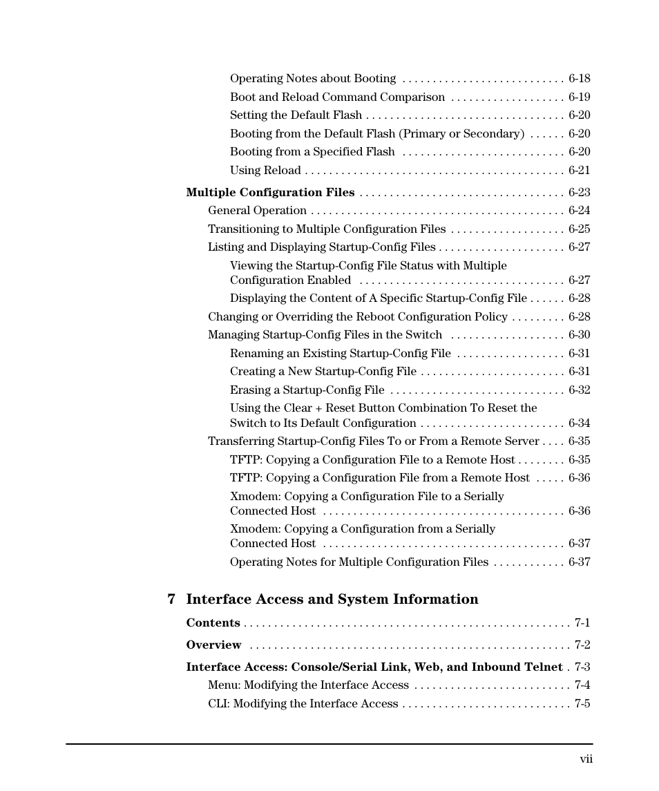 7 interface access and system information | HP 2910AL User Manual | Page 9 / 618