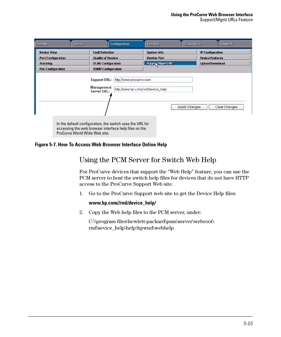 Using the pcm server for switch web help, Using the pcm server for switch web help -15, Using the pcm server for switch web help -14 | HP 2910AL User Manual | Page 97 / 618