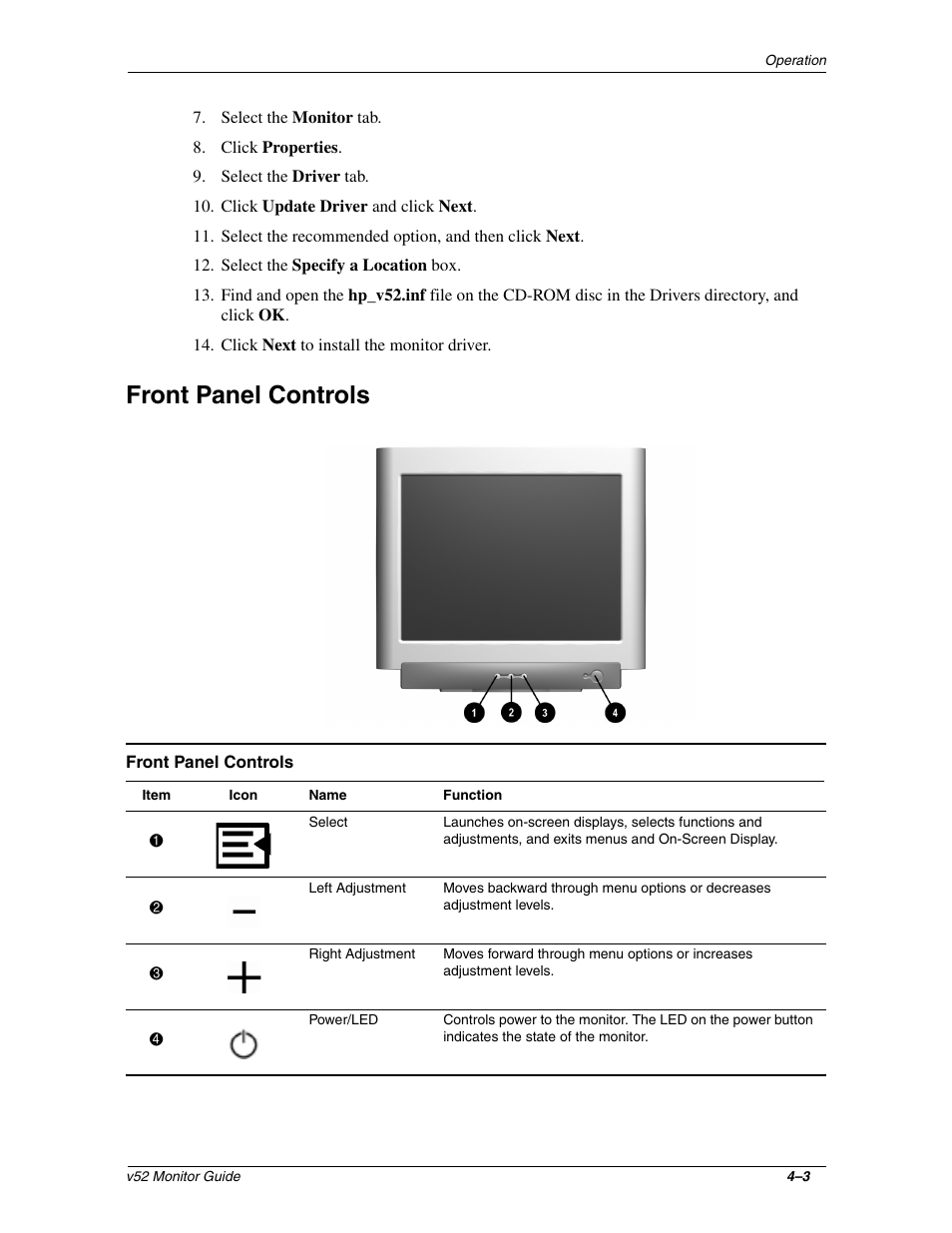 Front panel controls | HP 3535437 User Manual | Page 17 / 32