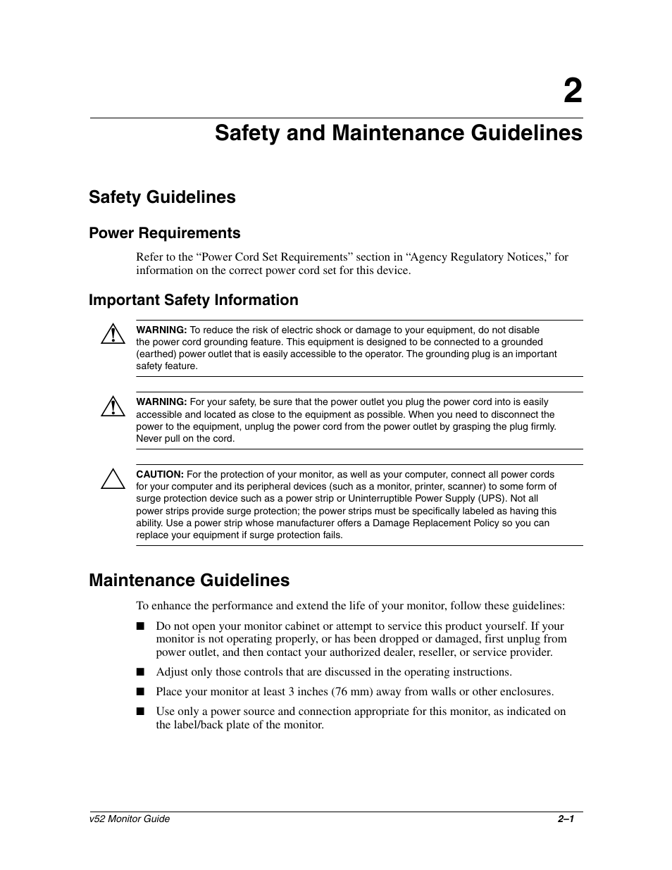 Safety and maintenance guidelines, Safety guidelines, Power requirements | Important safety information, Maintenance guidelines | HP 3535437 User Manual | Page 7 / 32
