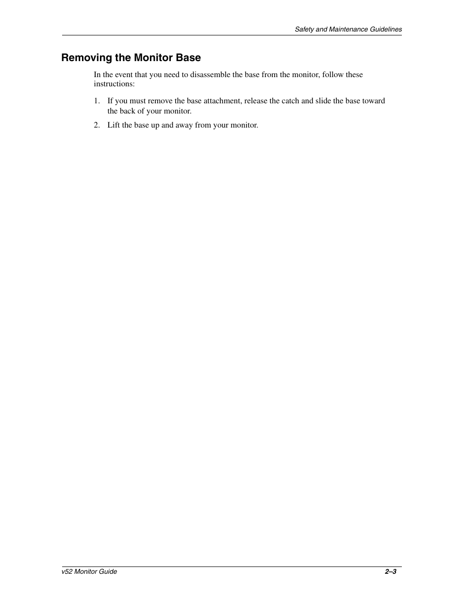 Removing the monitor base | HP 3535437 User Manual | Page 9 / 32