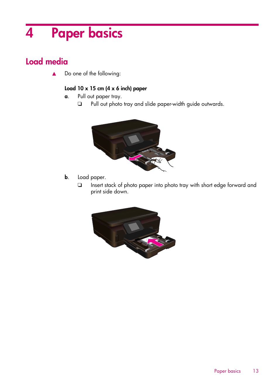 Paper basics, Load media, 4paper basics | HP 6510 User Manual | Page 15 / 64