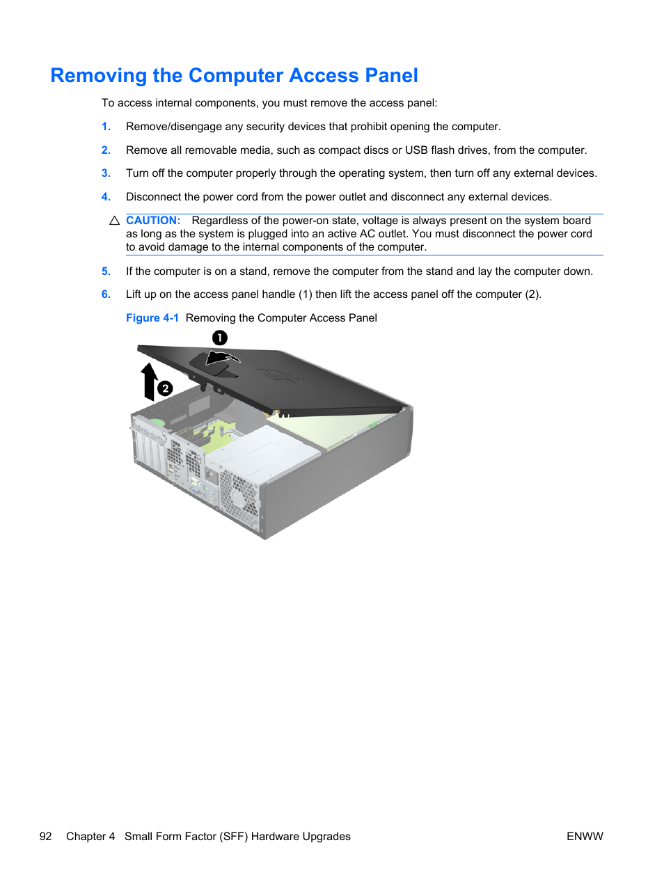 Removing the computer access panel | HP 6200 User Manual | Page 100 / 181