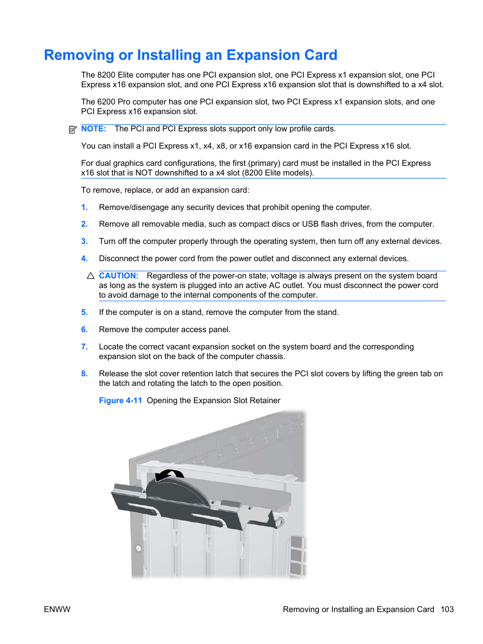 Removing or installing an expansion card | HP 6200 User Manual | Page 111 / 181