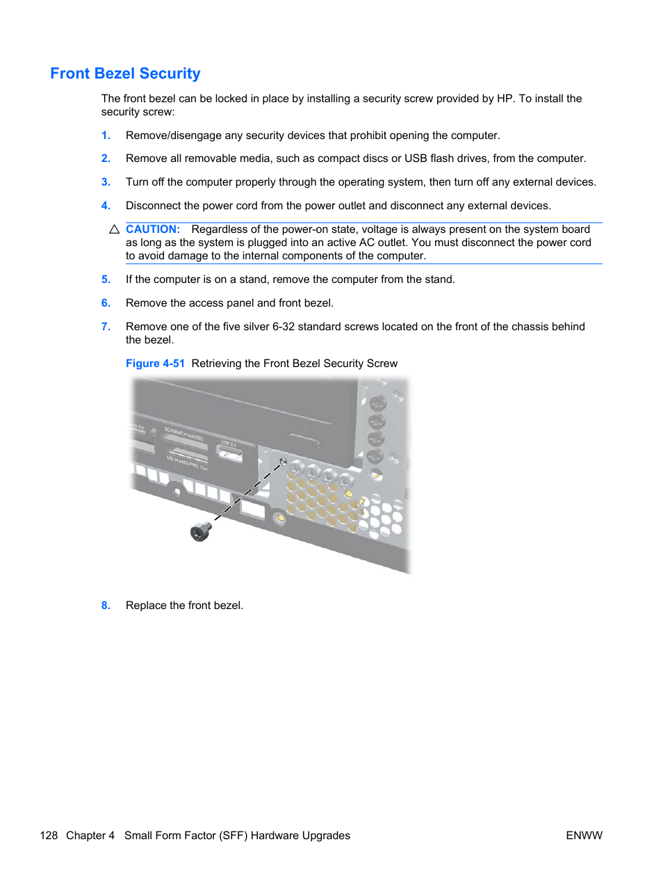 Front bezel security | HP 6200 User Manual | Page 136 / 181