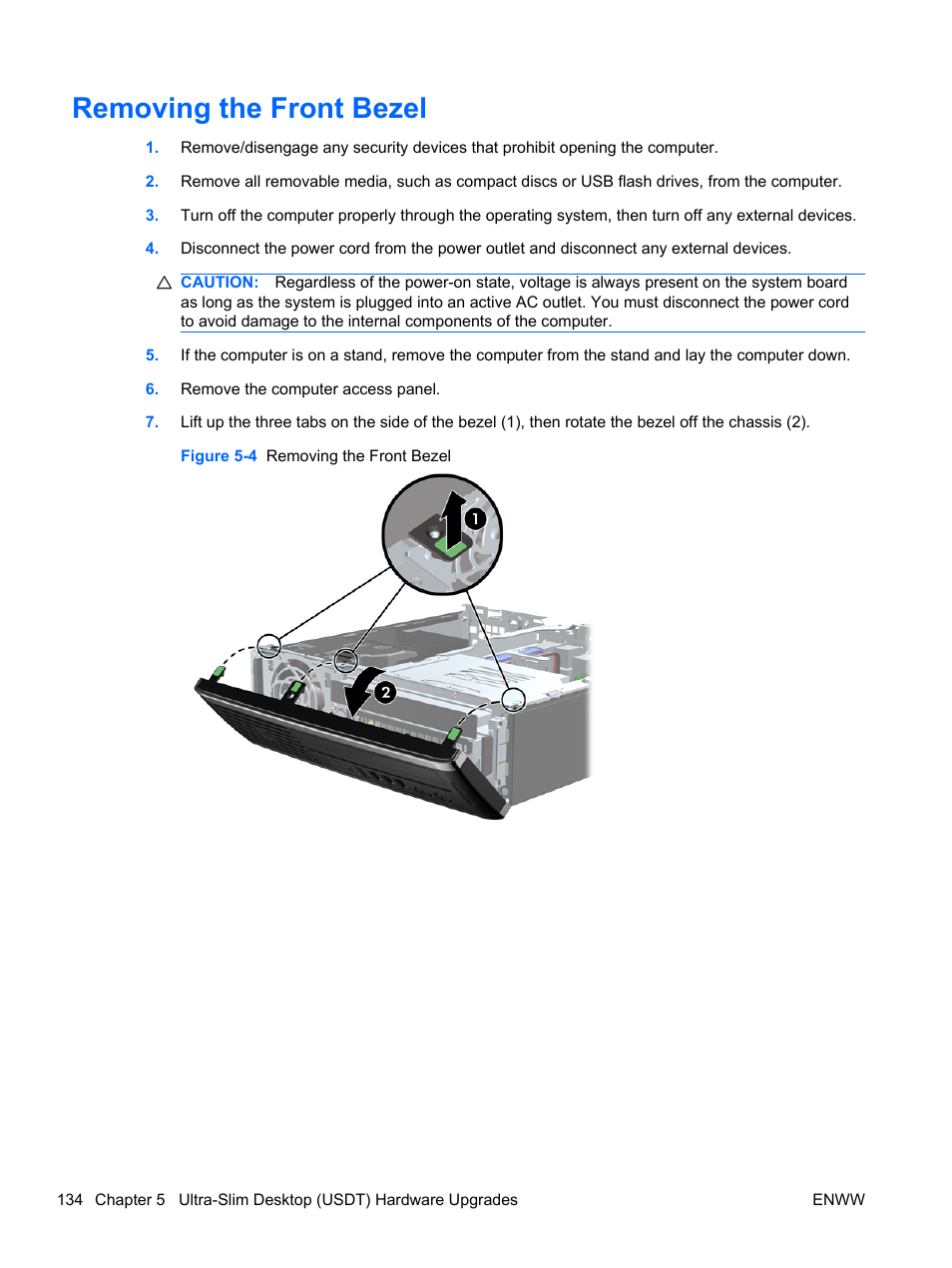 Removing the front bezel | HP 6200 User Manual | Page 142 / 181