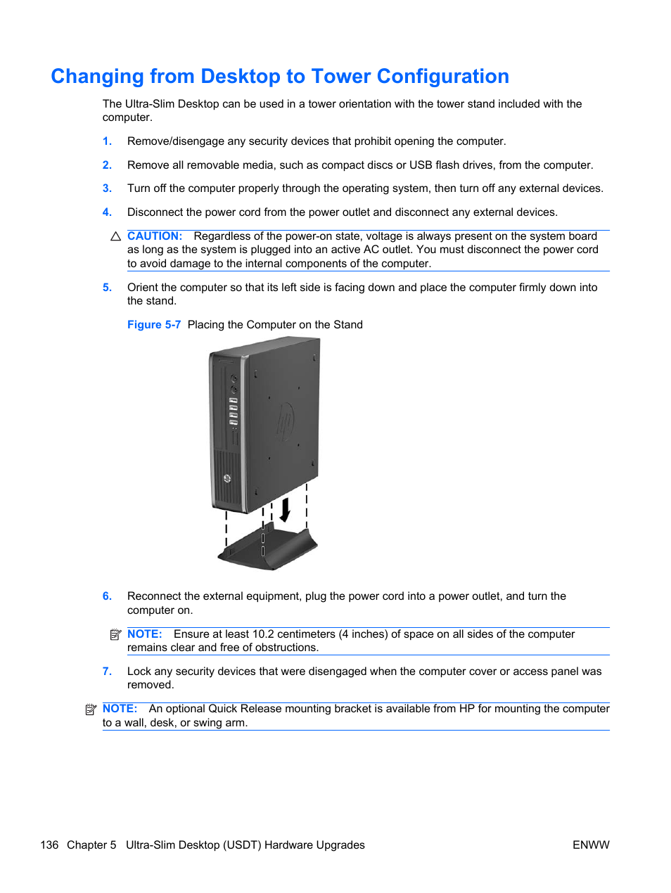 Changing from desktop to tower configuration | HP 6200 User Manual | Page 144 / 181