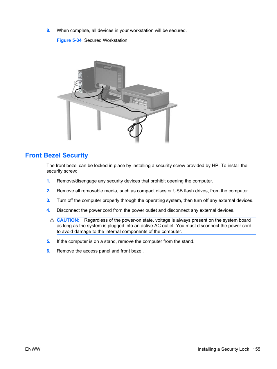 Front bezel security | HP 6200 User Manual | Page 163 / 181