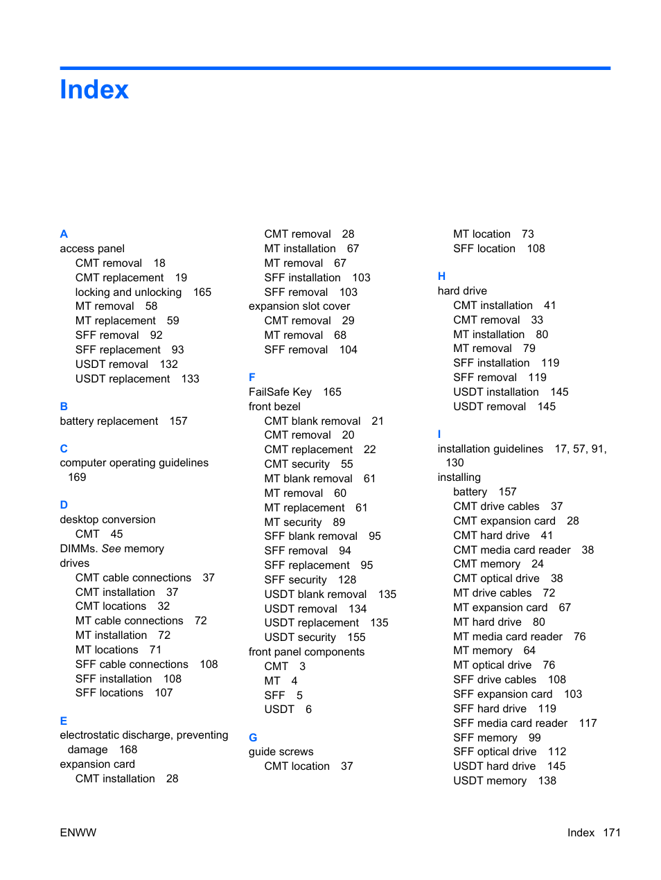 Index | HP 6200 User Manual | Page 179 / 181