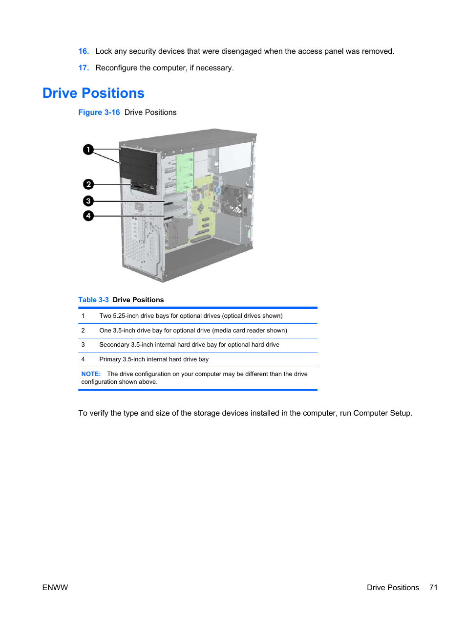 Drive positions | HP 6200 User Manual | Page 79 / 181