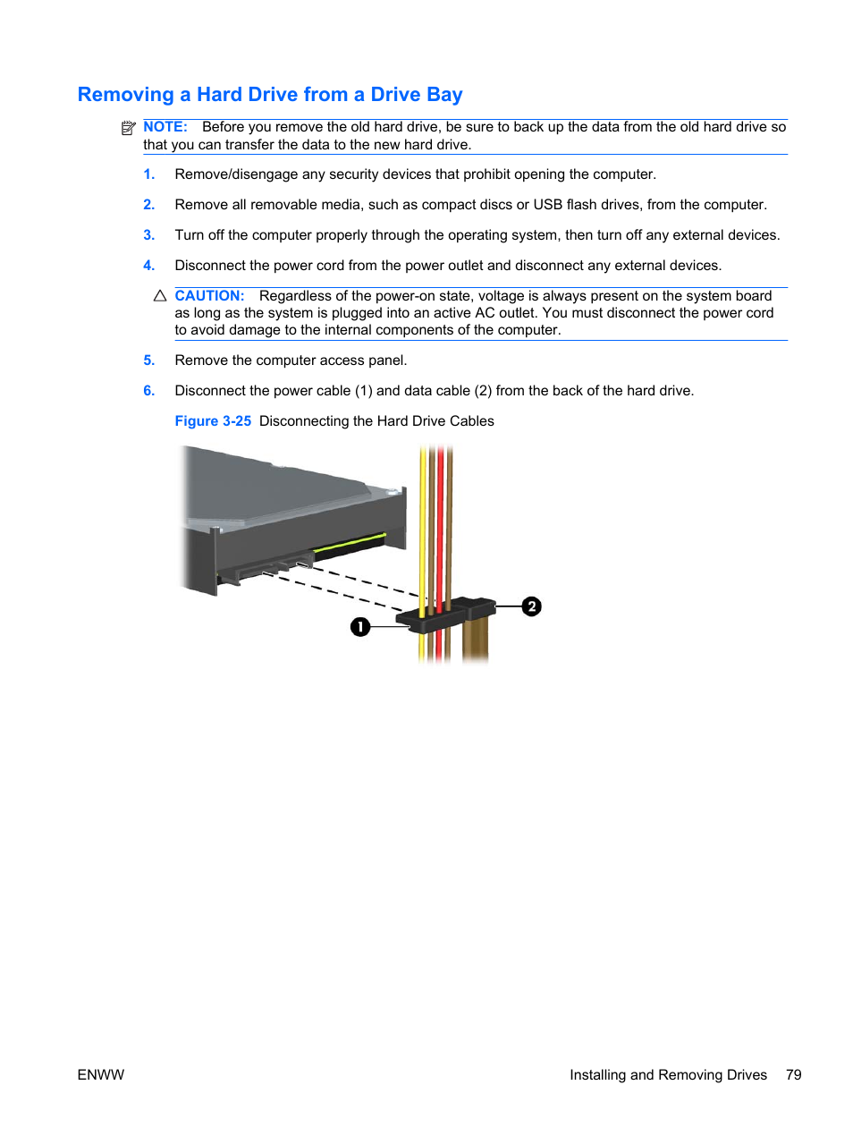 Removing a hard drive from a drive bay | HP 6200 User Manual | Page 87 / 181