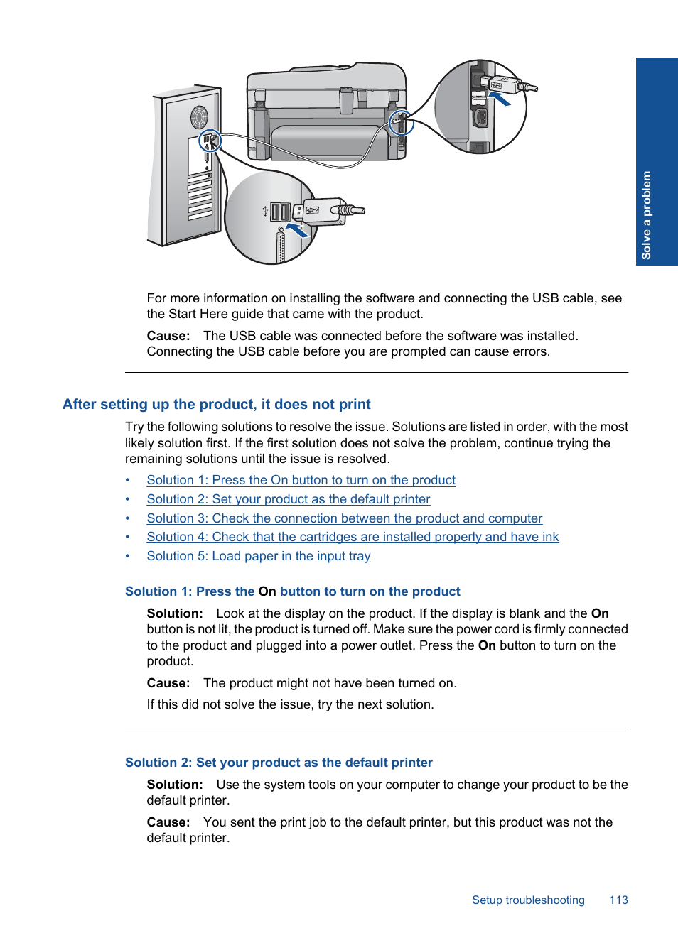 After setting up the product, it does not print | HP Photosmart Premium Fax C410 User Manual | Page 115 / 264