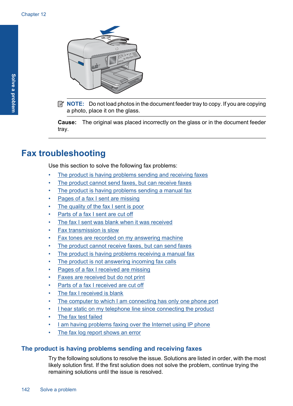 Fax troubleshooting | HP Photosmart Premium Fax C410 User Manual | Page 144 / 264